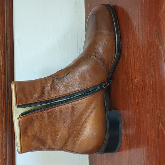 VINTAGE MEN'S "FREEMAN" BROWN LEATHER ANKLE BOOTS SIZE 7 1/2 - Picture 9 of 16